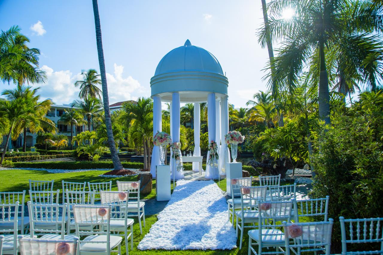 Destination wedding ceremony setup at Cap Cana